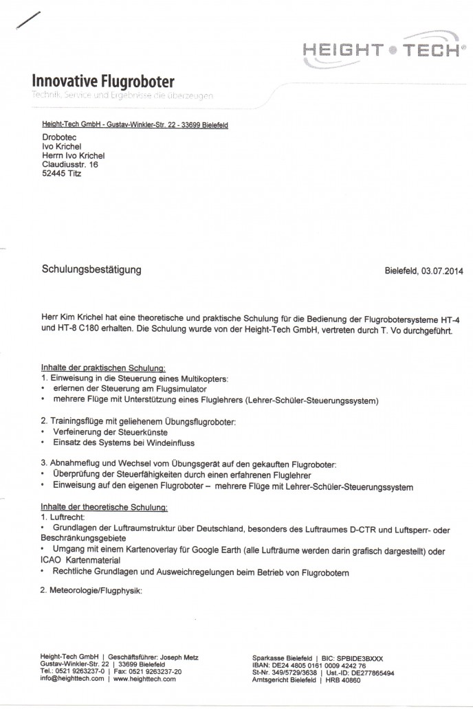 Schulungsbestätigung